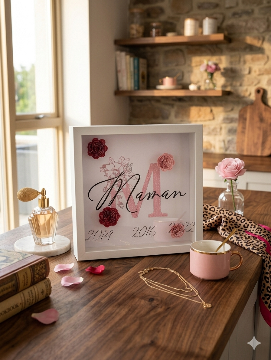 🌸 Cadre “Maman” – Un souvenir unique et rempli d’amour