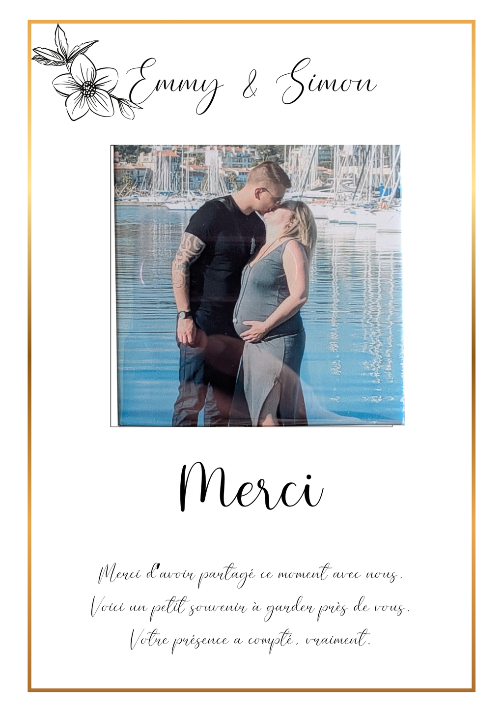 💌 Carte de remerciement avec magnet personnalisé
