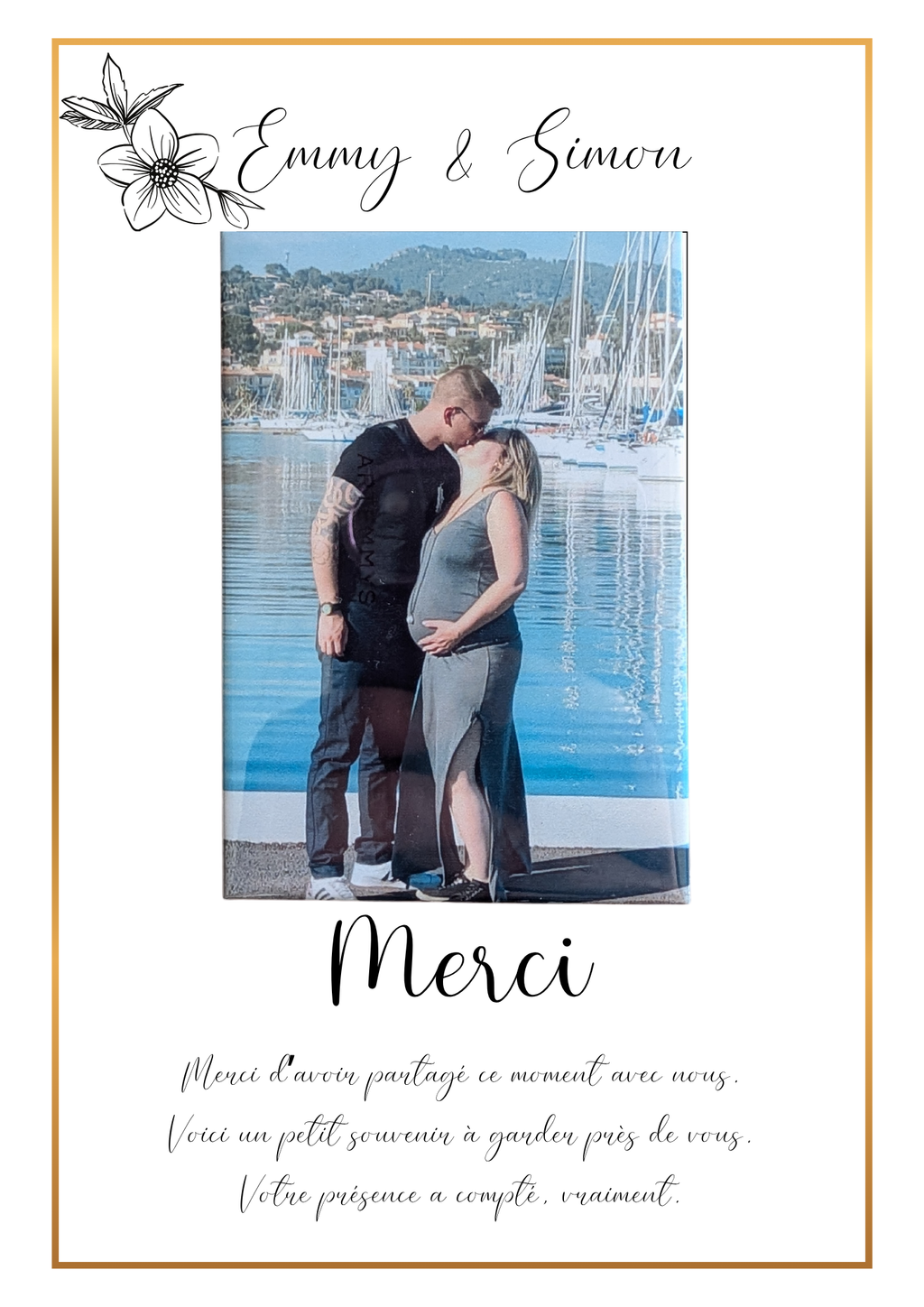 💌 Carte de remerciement avec magnet personnalisé