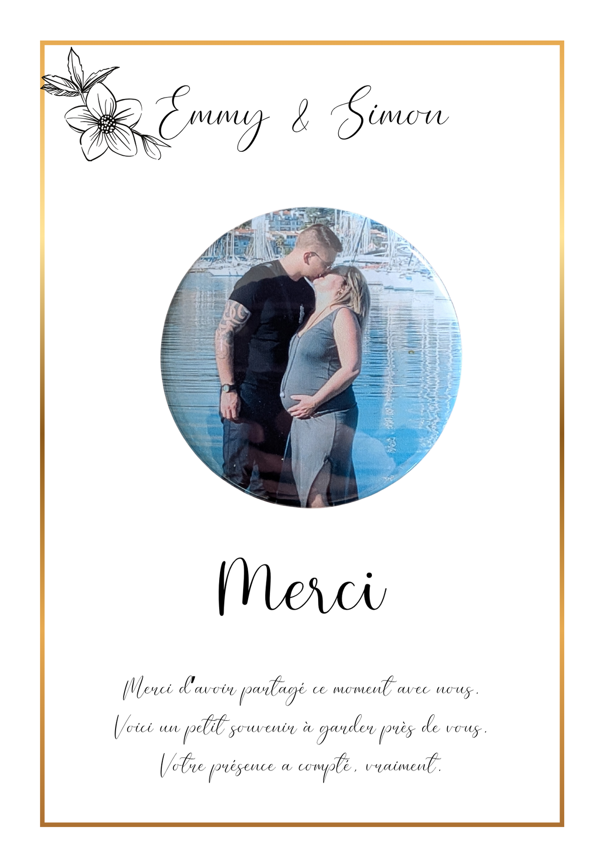 💌 Carte de remerciement avec magnet personnalisé