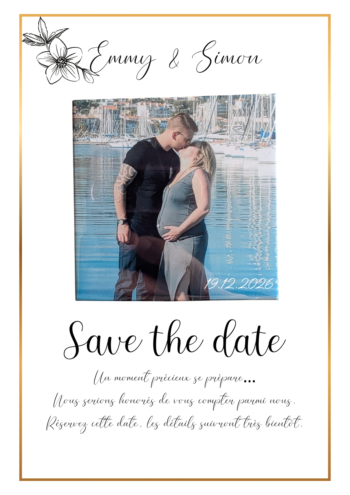 💌 Carte SAVE THE DATE avec magnet personnalisé