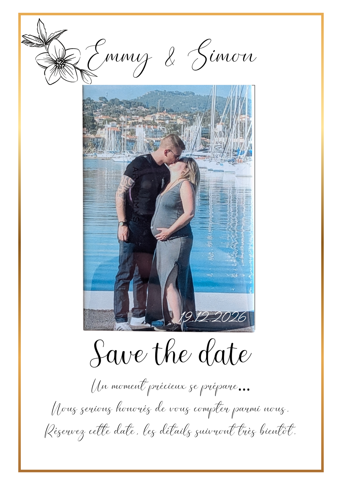 💌 Carte SAVE THE DATE avec magnet personnalisé
