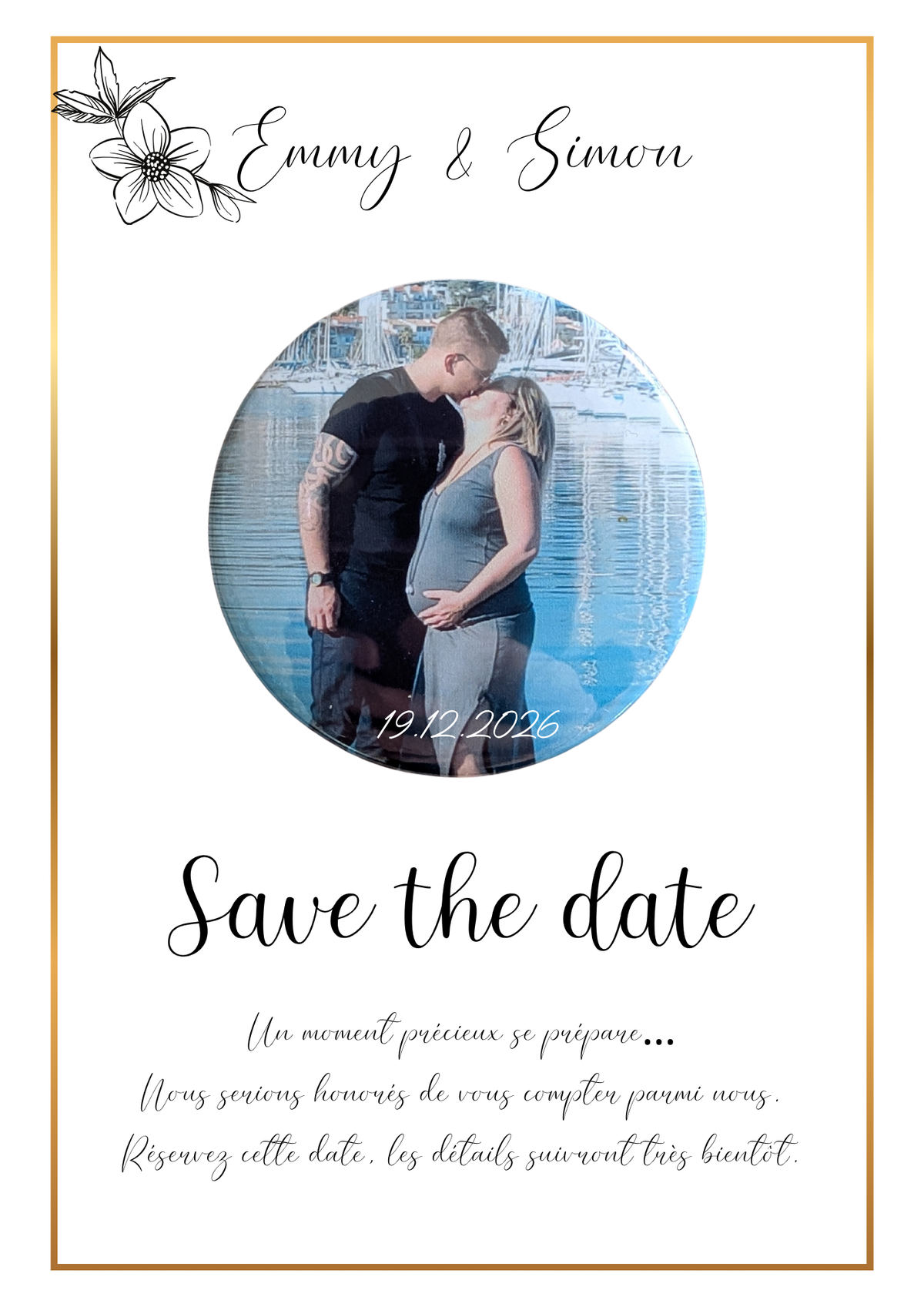 💌 Carte SAVE THE DATE avec magnet personnalisé